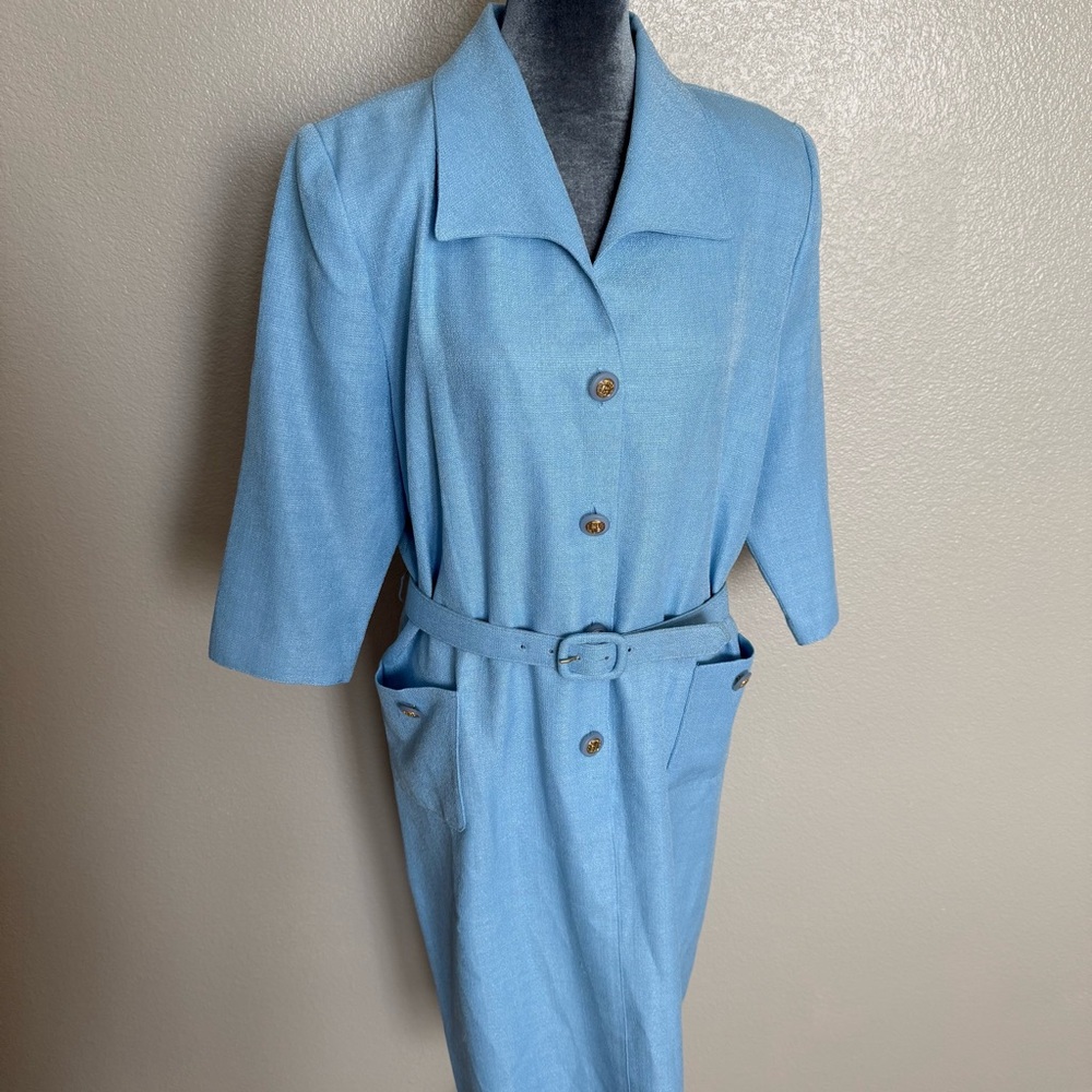 Heury Lee Women’s Blue Vintage Retro 40s 50s Style Blue Dress Size 14 Petite
